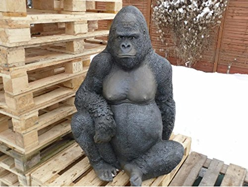 Affe Gorilla XXL sitzend Dekofigur Gartendekoration für Haus, Hof und Garten