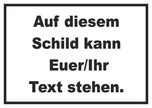 HB-Druck Schild mit Wunschtext waagerecht Text schwarz Hintergrund Weiss A6 Rückseite selbstklebend
