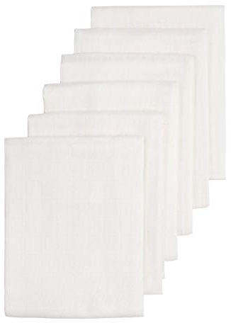 Meyco Baby Musselin Mullwindeln 6er-Pack (Stoffwindeln aus 100 % hydrophiler Baumwolle, Spucktücher, superweich, gute Feuchtigkeitsaufnahme und schnell trocknend, Maße: 70 x 70 cm), Weiß