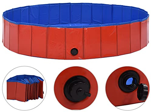 vidaXL Hundepool Faltbar Rot 160x30cm PVC Schwimmbecken Hundebad Wasserbecken