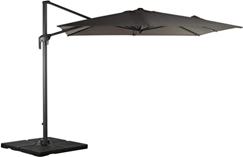 Deuline® Alu Sonnenschirm 270cm x 270 cm Gartenschirm Marktschirm Ampelschirm mit Kurbel Aluminium Mast UV-Schutz Wasserabweisende Bespannung FLORENZ quadratisch Grau 521812