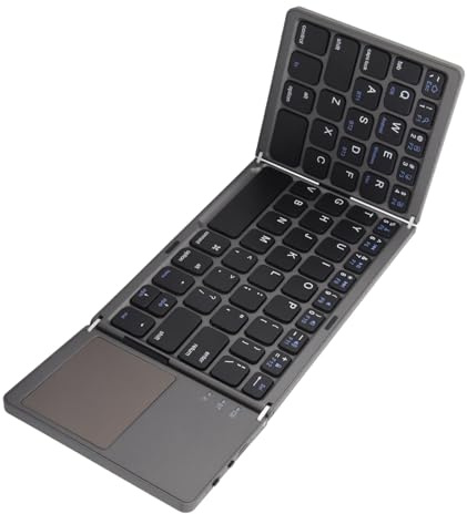 Teclado Bluetooth portátil, USB con Cable/Bluetooth 3.0 Teclado Plegable de Modo Dual con TouchPad, Adecuado para Sistemas iOS/Windows/Android(Negro)