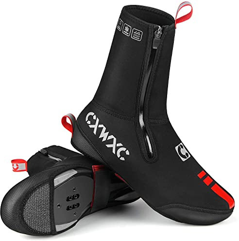 CXWXC Couvre-Chaussures de vélo imperméable avec Fermeture éclair pour l'hiver Coupe-Vent Thermique pour Femmes, Noir (XL)