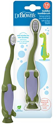 Dr. Brown's Natural Flow Dinosaur Toddler Toothbrush, Green, 1 Pack