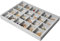 24 Griglie Vassoio Gioielli Velluto per Cassetto, Impilabili Organizer Gioielli Vassoi Portaoggetti, Scatola Porta Gioielli Rimovibile Vassoio Espositore Gioiello per Anello Collane Orecchini (Grigio)