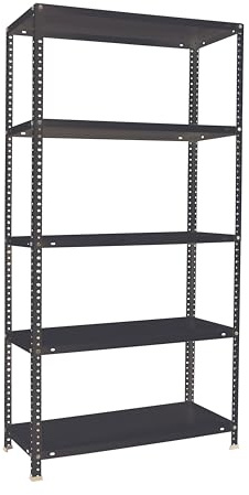 SimonRack Förvaringshylla 5 Hyllplan, 1800x800x300 mm – Garagehylla i Grå, 100 kg Belastning per Hyllplan - Simon Classic