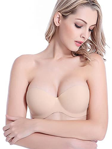 FFWTPY Reggiseno Senza Spalline per Donna Ragazze Push-Up Bra Bralette Senza Ferretto Invisibile Bra - Senza Spalline, Elastico (as6, Numeric, jaspo_2X_o, jaspo_2X_OT, Nudo, c)
