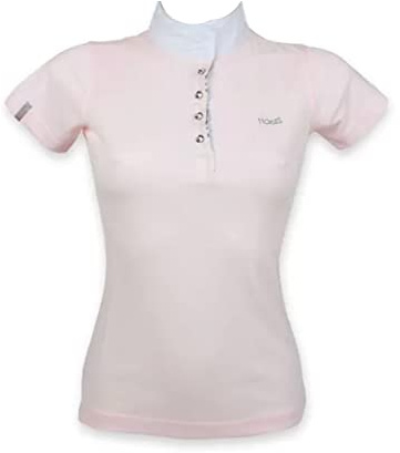 Horses, Chemise de Concours, T-Shirt Femme, Couleur Rose, Tissu Élastique, Ajustement Moulant, Léger et Confortable, Idéal pour l’Équitation (XS - Rose)