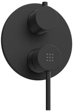 Rubinetto per il Bagno Miscelatore per Doccia Ad Incasso Con Deviatore Interamente in Ottone con Finitura Nero Opaco Design Tondeggiante Moderno modello Ava