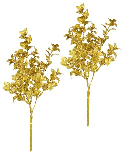Mini-Ilexgren med glitter, konstgjord växt, blomma, buske, Ilex, konstgjord gren, dekoration, juldekoration, arrangemang, kransar, krans, adventskrans, girlang, AST gren, juldekoration, set om 2