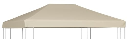 Hovothy Toit de Rechange pour Tonnelle 310 g/m² 4x3 m Beige Polyester Protection Contre Soleil Pluie Légère Toile Supérieure de Belvédère Jardin avec Revêtement de PVC Résistant à l'eau