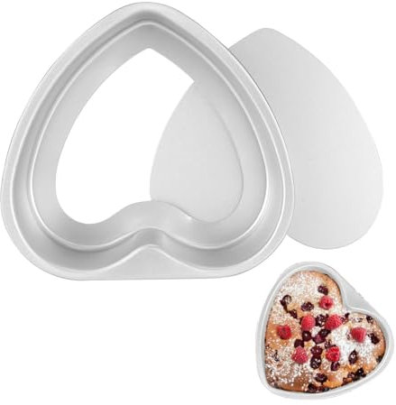 Gsycle 2PCS Aluminum Heart Shaped Cake Pans, 8inch Non-Stick Heart Cake Molds Coated Baking Pie Tin Cake Mould with Removable Bottom for Kitchen Baking