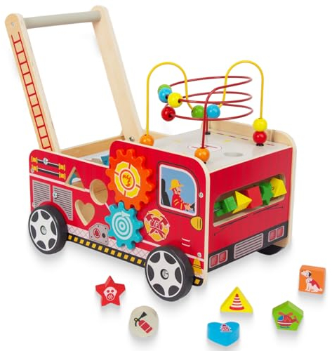 Lauflernwagen Aus Holz Für Kinder Lauflernhilfe Spaß Babys, Laufen Lernen, Multifunktion Holzspielzeug Für Kleinekinder Montessori-Spielzeug (Rot)