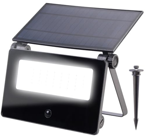 Luminea Solar Spots: Solar-LED-Gartenstrahler mit Bewegungssensor, 1.300 lm, 2X 1.800 mAh (Gartenbeleuchtung Set, Garten Solaarleuchte, Baum)