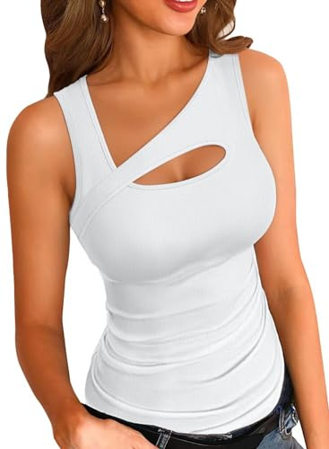 VICHYIE Canotte da Donna con Taglio Estivo, Canotte Senza Maniche, Figura-Abbraccio, Costine, Canotte, Y2K, Sexy, T-Shirt di Base
