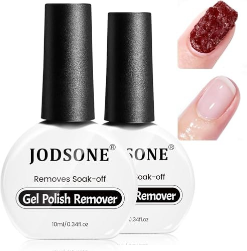 JODSONE 2 x 10ML Remover Semipermanente Unghie, Veloce e Sicuro Rimuovi Smalto Semipermanente in 3-5 Minuti, Non c'è bisogno di pellicola, ammollo o avvolgimento, Rapido e Facile