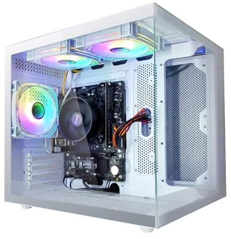 suevery PC da gioco 16 GB RAM 1 TB Nvme SSD AMD Ryzen7 5700G (8Core CPU Integrazione Radeon Vega Graphics) 650 W WI-FI precostruito computer desktop bianco
