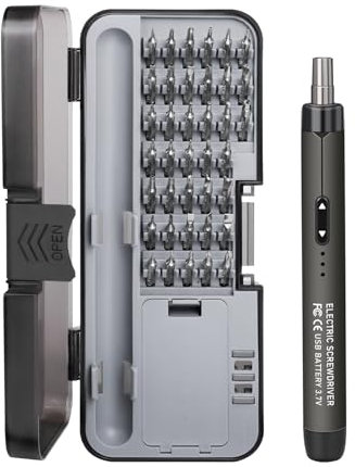 JENABOM Mini Electric Screwdriver, 39 in 1 Cordless Precision Screwdriver Set with 38 Magnetic Bits, Rechargeable Power Torque Repair Tool Kit for Phone Laptop Camera
