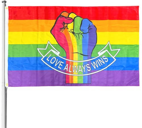 SilverChry Bandiera Arcobaleno Grande150*90cm, Bandiera dell'Orgoglio, Rainbow Pride Gay Bandiera, Gay Pride Arcobaleno, Bandiera LGBT, Bandiera dell'Orgoglio Gay Arcobaleno LGBTQ (Style 2)