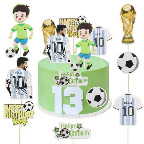 JINXIAN 7 Piezas Decoracion Tarta Futbol Temáticas de Fútbol Niños Decoracion Cumpleaños para Cupcakes Postres y Decoracion Tarta Cumpleaños
