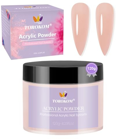 TOROKOM Acryl Pulver, große 120g/4.23oz Kapazität Professionelle Acryl Nagel Pulver für Nagelverlängerung, Nagelschnitzen, langlebig, keine Nagellampe erforderlich