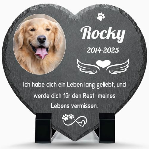 Alienc Personalisierte Gedenktafel mit Foto & Name für Hund & Katze | Liebevoller Gedenkstein für Hund & Katze – Ein Gedenkgeschenk voller Trost, Liebe und bleibender Erinnerungen