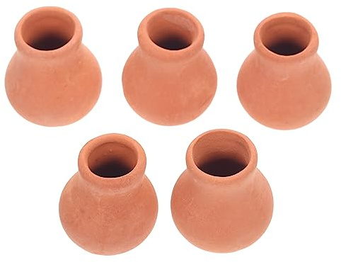 Gatuida 5pcs Safe Ceramic Material Mini Flower Pot for Doll House Fairy Garden Mini House Landscape
