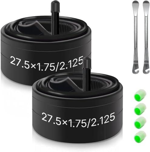 XUNNIU 2PCS 27,5 Zoll Schlauch, 27,5 x 1,75-2,125 (47-584) Fahrradschlauch mit Schrader Ventil kompatibel mit 27,5 x 1,75 1,85 1,90 1,95 2,0 2,10 2,125 für MTB, Rennrad, Enduro, Downhill, Citybike
