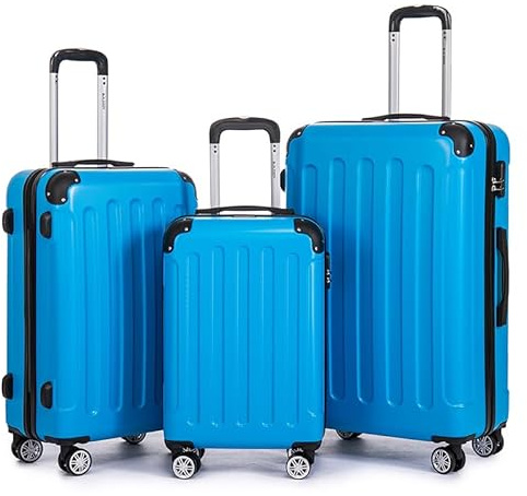 Boleedy Set di Valigie Rigide 3 Pezzi(55/66/76cm),Set Valigia Leggero in ABS Rigido con Lucchetto e Ruote a 360°,Grande Trolley per Business e Viaggio