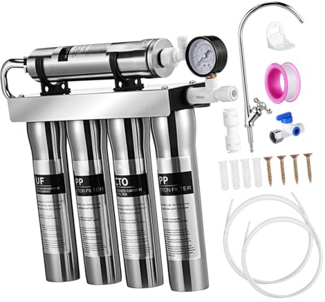 SEWACC Système de Filtration Eau Inox Ultrafiltration Étapes pour Robinet Évier et Mural des Sédiments Installation Facile pour Eau Potable à Domicile