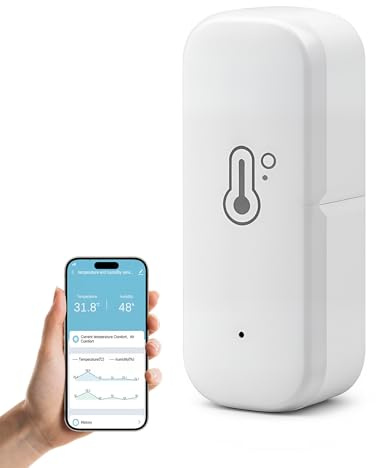 WiFi Hygrometer Thermometer Sensor Wireless Smart Temperature Humidity Monitor for Indoor Outdoor Use Remote Monitor and Alert High Precision Thermometer Compatible with Alexa Tuya for Garden Office