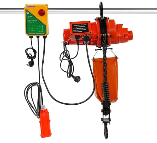 2 in 1 Elektrische Seilwinde 1000 KG Elektrischer Kettenzug mit Fernbedienung, 6 m Hubhöhe,Hubgeschwindigkeit 3m / min,1300 w / 220 v (Rot)