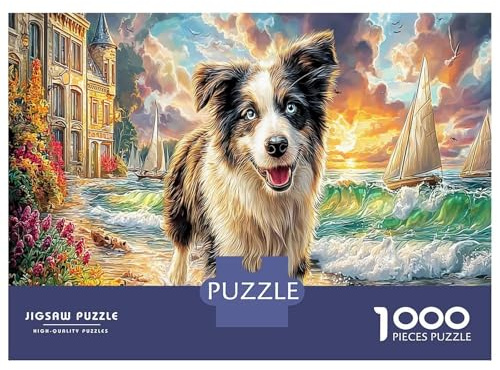 Puzzle Border Collie 1000 pièces - Cadeau pour Femmes et Adultes - Décompression et décoration Murale - 52 x 38 cm