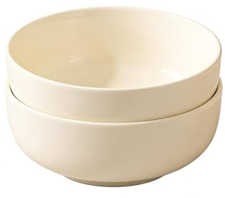 Juego De 2 Cuencos For Cereales, 850 Ml, Ensaladera Grande De Cerámica Blanca For Sopa, Pasta, Gachas Y Frutas