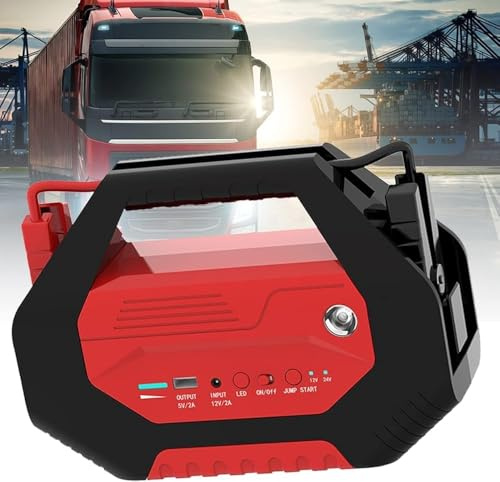 XNZJHPP Arrancador de Coche de 12V/24V - Súper Seguro para Coches, Camiones y Furgonetas - Batería Externa y luz de Emergencia - Resistente a temperaturas extremas de -20°C a 60°C