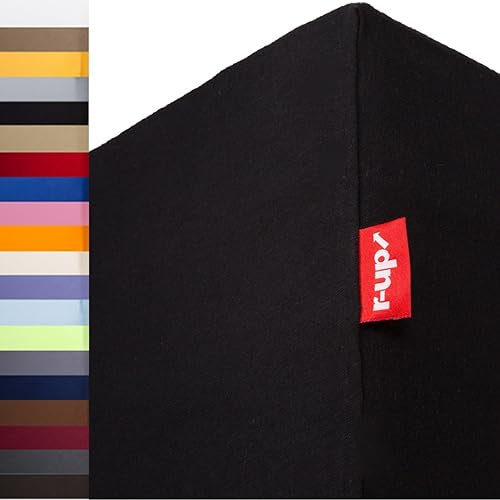 r-up Passt Spannbettlaken 180x200-200x220 bis 35cm Höhe viele Farben 100% Baumwolle 130g/m² Oeko-TEX stressfrei auch für Boxspringbetten (schwarz)