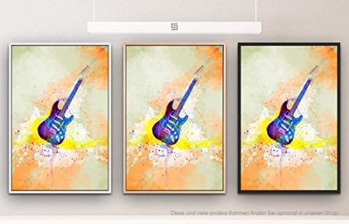 Paul Sinus Art E-Gitarre 90x60cm auf Leinwand im Schattenfugenrahmen schwarz edel