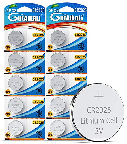 GutAlkaLi CR2025 3V Lithium Battery, CR2025 Batteries 10 - Pack