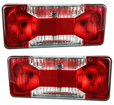 2x Rückleuchten für LKW Pritsche Anhänger Fahrgestell Kasten Wohnwagen | Rückleuchten 12V 24V Kompatibel mit Iveco Daily 2006-, Peugeot Boxer 2006-, Fiat Ducato 2006-, Citroen Jumper 2006- E-Prüf