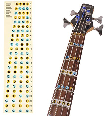U/K Gitarre Griffbrett Note Decals Griffbrett Bünde Karte Aufkleber für Anfänger - 4 Saiten Bassgitarre Multicolor Praktisch und bequem