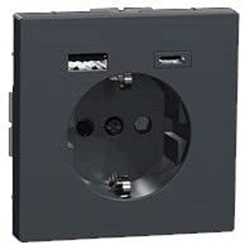 Schneider Electric Merten Schuko-Steckdose mit USB, MEG2367-6034 | Anschluss Typ A+C, System Design, anthrazit