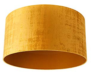 Qazqa classic-antique Lampenschirm - Transparant-cilinder-velours - Gold, supports-e27, diameter 50 centimeter
