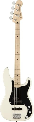 Squier by Fender Affinity Series Precision, Guitare Basse Electrique, Touche en Erable, Blanc Olympique, Inclus des Cours Virtuels Gratuits sur Fender Play