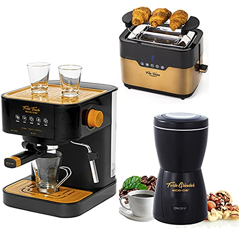 ECODE® Pack Oferta Máquina de Café Espresso Molido + Tostadora + Batidora de Mano – Idea Regalo Original con Pequeños Electrodomésticos Útiles para Cocina, Casa Nueva Cumpleaño, Bodas o Amigos