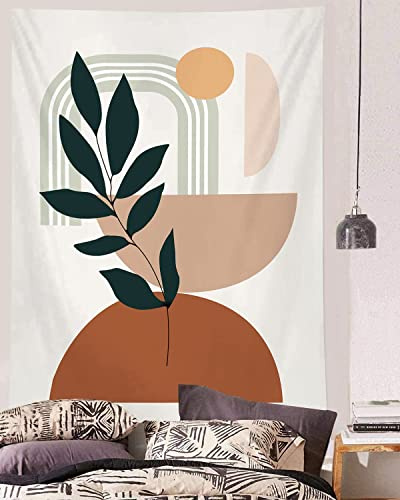 YISUMEI Abstrakter Wandteppich, moderner geometrischer Wandteppich für Schlafzimmer, ästhetischer Boho-Pflanzen-Wandteppich, Wandbehang für Raumdekoration, M / 130 x 150 cm