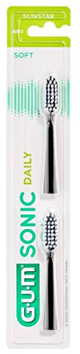 GUM Sonic Daily 4110 - Cabezales de cepillo blandos, color negro