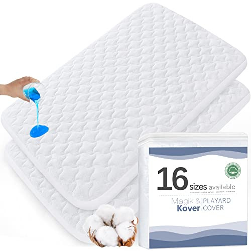 Mini Crib Mattress Protector Cover 38 x 24, 2 Pack Waterproof Mini Crib Mattress Pad Sheets for Babyletto, Dream On Me, Delta, Quilted Cotton Terry Surface
