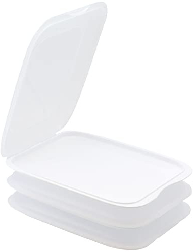 3 Recipientes Apilables para Embutidos, Envases para Alimentos, sin BPA, Color Blanco