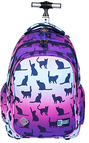 ST.RIGHT Schultrolley Rucksack auf Rädern Schulrucksack 34 L, NIGHT CATS TB1 | Dreikammer Rucksack Trolleytasche, Schulranzen mädchen mit rollen, ombre