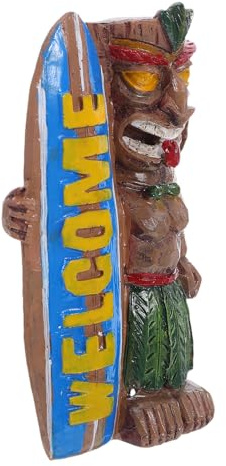 Cabilock Hawaii Tiki Gartenfigur Aus Kunstharz Polynesischer Becher Dekoration Für Outdoor Garten Terrasse Und Zimmer Desktop-Dekoration